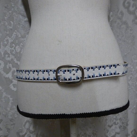 INC Laced Edge Belt, White, S - Picture 2 of 4